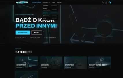 Sklep e-commerce z elektroniką obserwacyjną budowany od podstaw na Shopify Liquid, z integracją GA4, Meta Pixel, opiniami Judge.me i autorskim modułem rekomendacji produktów.